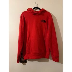 The North Face Red Hoodie Mens Size S Never Stop‎ Exploring Logo Pullover NWOT